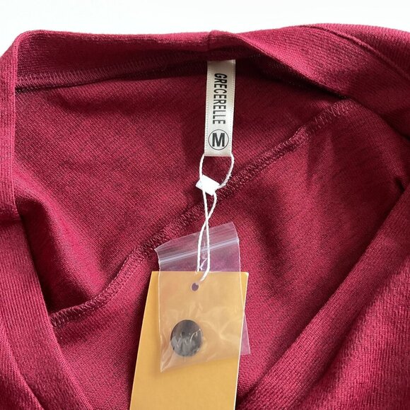 BURGUNDY HIGH LOW BUTTON-DOWN CARDIGAN DUSTER - Picture 7 of 8